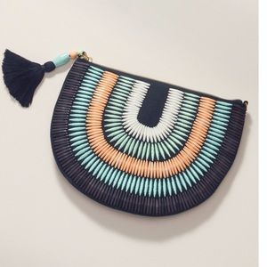 Stella & Dot Black and Multicolor Clutch with Tassel